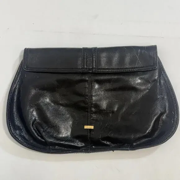 Perlina Black Patent Leather Black Kiss-lock Wallet Coin Purse Clutch EUC - Picture 7 of 15